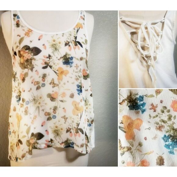 Princess Vera Wang sheer flowered tank top - Picture 1 of 7